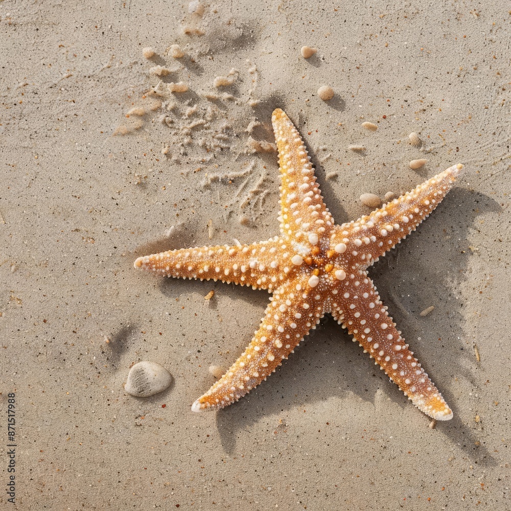 Starfish on a plain beach background, marine life, coastal theme Starfish on a plain beach background, marine life, coastal theme