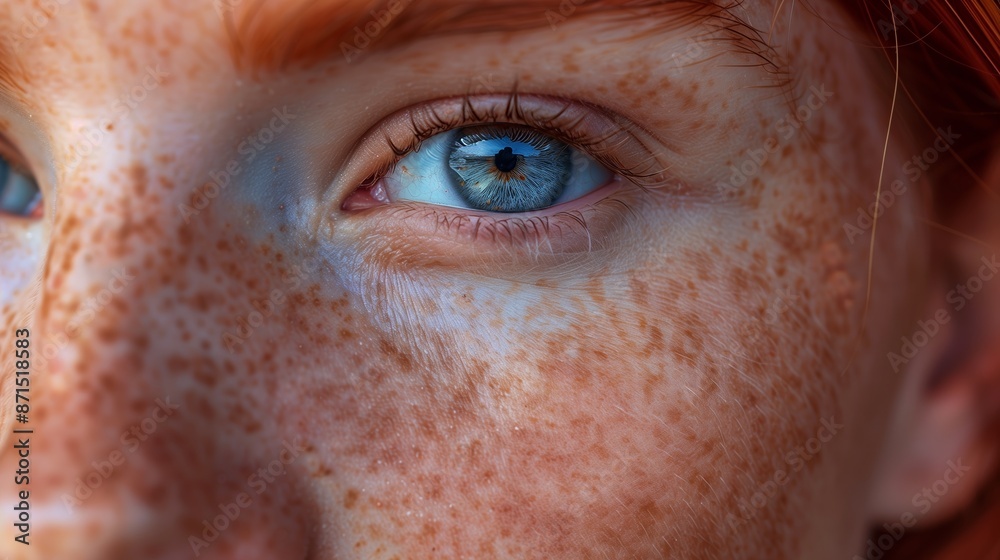 A close-up of natural freckles showcases unique charm, celebrating individuality and skin's beauty. A close-up of natural freckles showcases unique charm, celebrating individuality and skin's beauty.