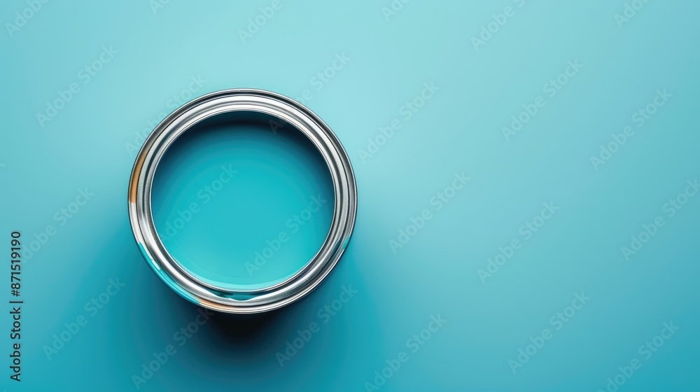 Can of blue paint on coral blue backdrop Can of blue paint on coral blue backdrop