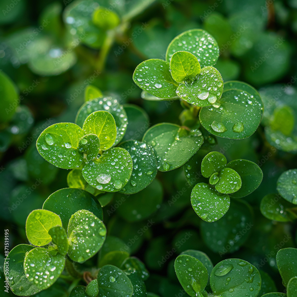 Fresh dew on green leaves close-up Fresh dew on green leaves close-up