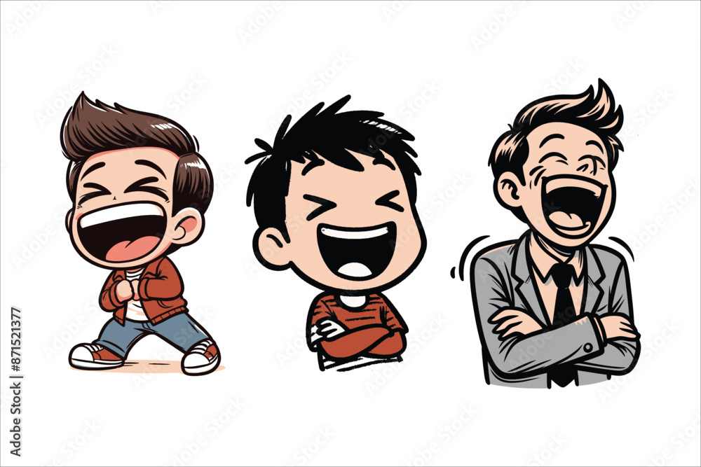 Hand drawn laughing cartoon illustration with white background Hand drawn laughing cartoon illustration with white background
