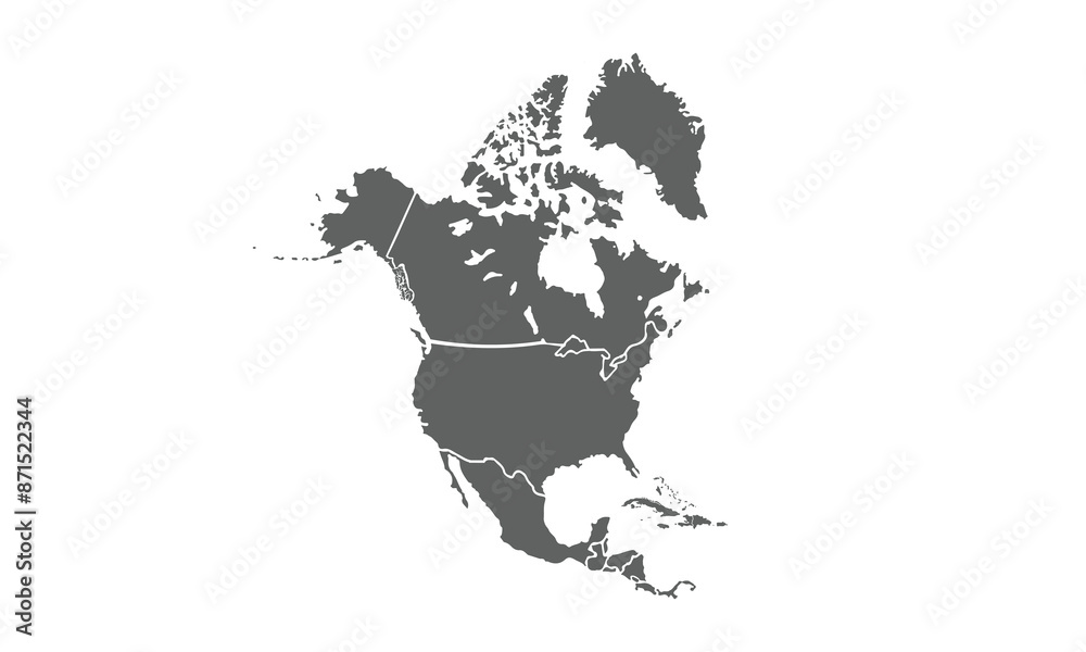 North America map isolated on white background. for website layouts ...