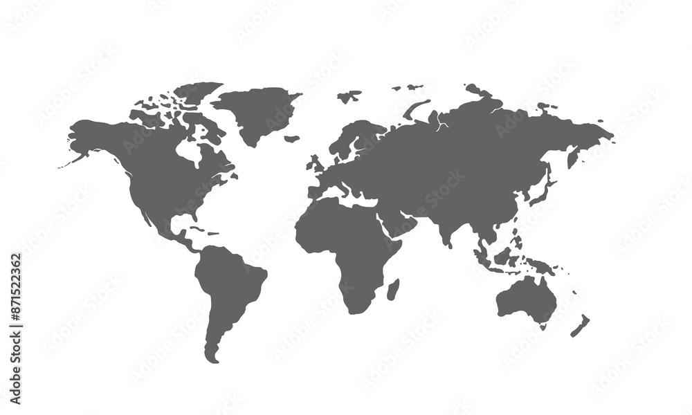 World map isolated on white background. for website layouts, background, education, precise, customizable, Travel worldwide, map silhouette backdrop, earth geography, political, reports. World map isolated on white background. for website layouts, background, education, precise, customizable, Travel worldwide, map silhouette backdrop, earth geography, political, reports.