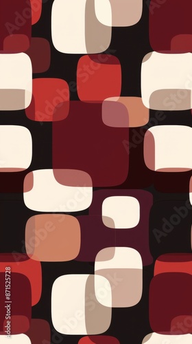 Wallpaper Mural Abstract Red, White, and Brown Rounded Square Wallpaper Pattern Torontodigital.ca