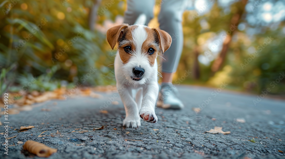 cute Jack Russel puppy chasing the camera cute Jack Russel puppy chasing the camera