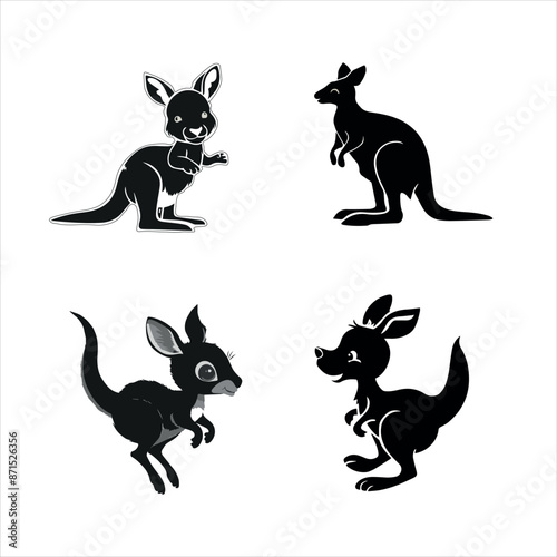 kangaroo silhouettes vector