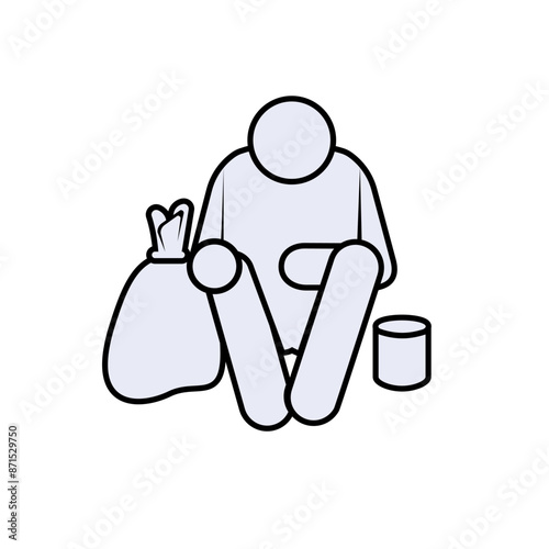 Homeless People Icon. Helpless Family. Beggar Symbol. Social Problem and Poverty Sign - Vector.  
