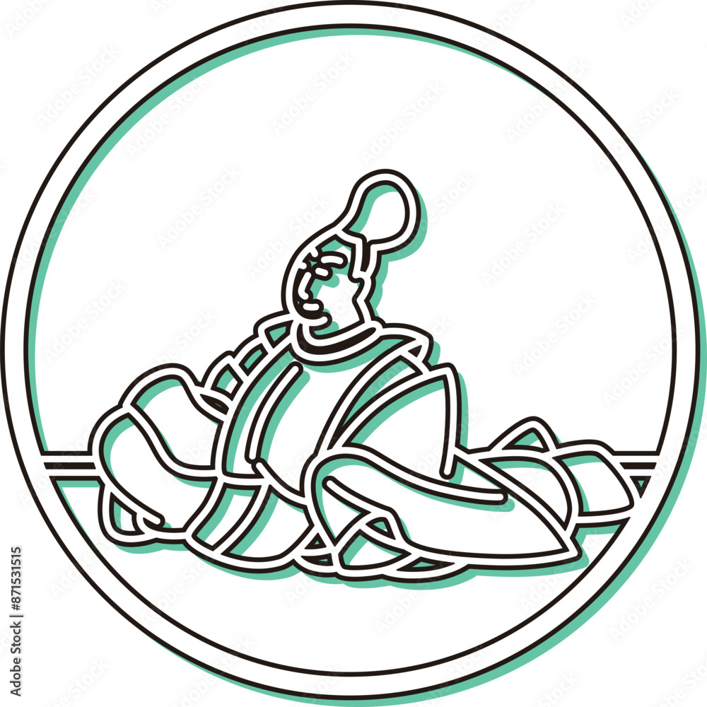 Fototapeta premium カラーシャドウ円形シンプル百人一首 安倍仲麿