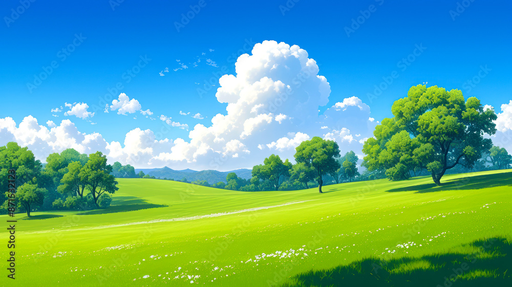 illustration art of beautiful hill style art anime illustration art of beautiful hill style art anime