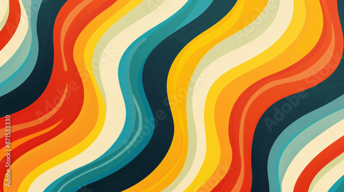 Retro Vibrant Pattern with Bold Colorful Bent Stripes for Abstract Background Design