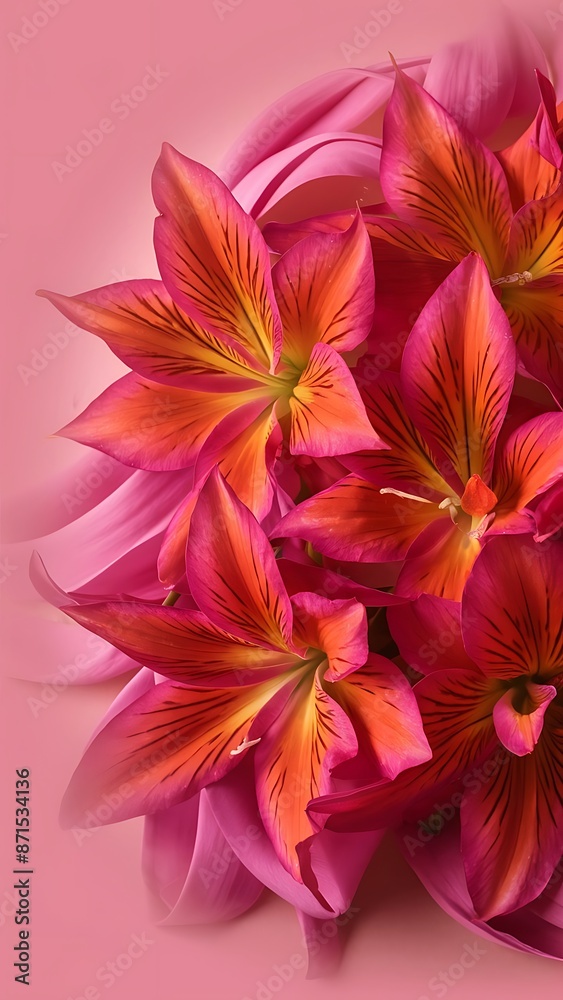 Obraz premium Alstroemeria flowers on pink background