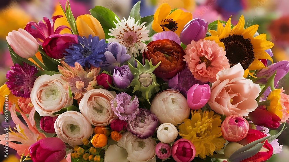 Colorful flower bouquet as a background closeup of photo assorted flowers blooming macro photography Colorful flower bouquet as a background closeup of photo assorted flowers blooming macro photography