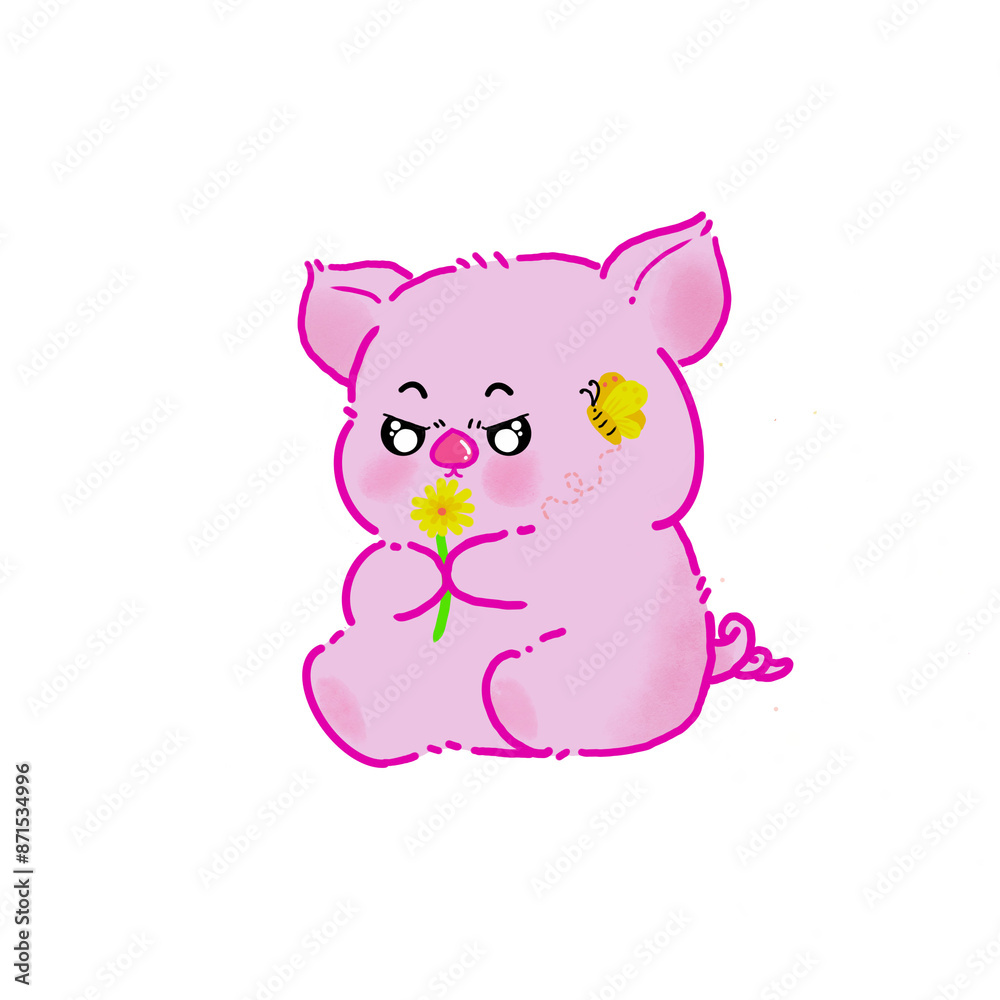 Naklejka premium baby cat and bee