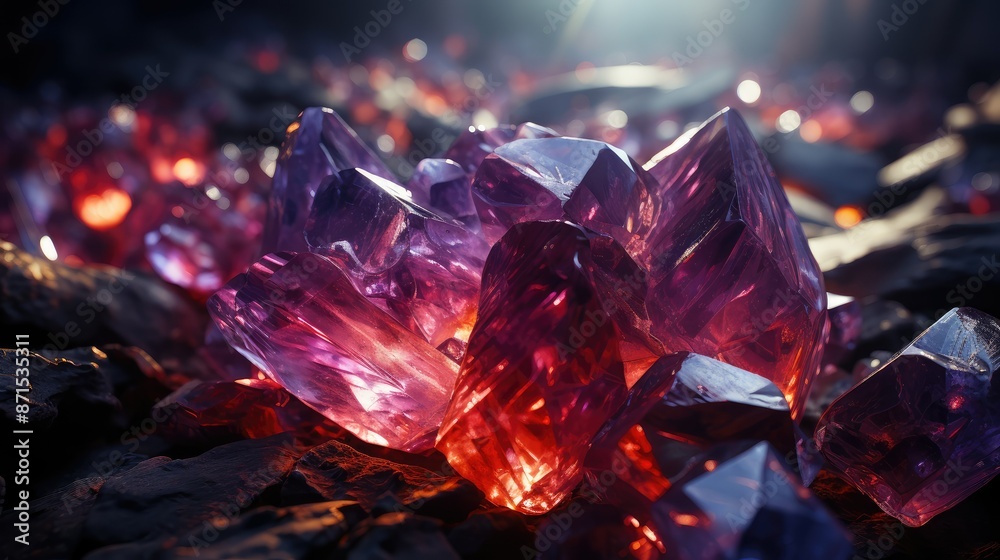 Glowing crystal cave with luminescent minerals Glowing crystal cave with luminescent minerals