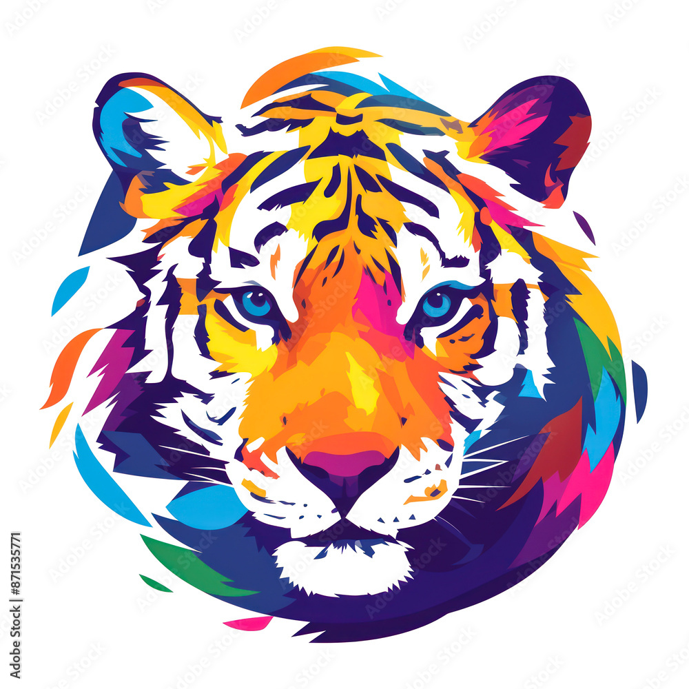 Obraz premium illustration art tiger in the circle style brush for t-shirt