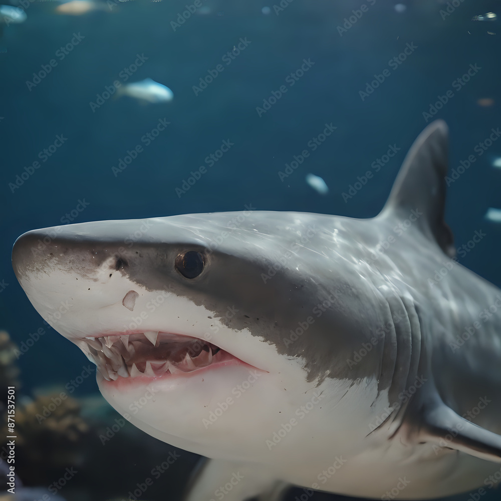 Naklejka premium a shark that is swimming in the water