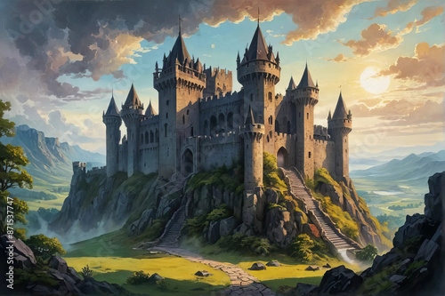 castle, ruins, fantasy, artwork, medieval, ancient Fantasy RPG character 