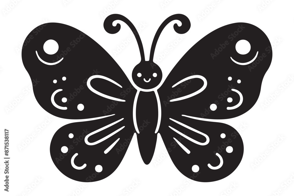 Cute Butterfly silhouette of vector illustration with white background Cute Butterfly silhouette of vector illustration with white background