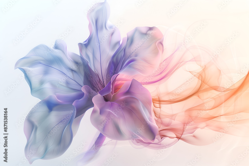 Gradient flower in pastel colors, liquid shimmering petals. Abstract floral background Gradient flower in pastel colors, liquid shimmering petals. Abstract floral background