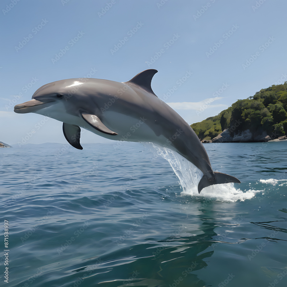Fototapeta premium dolphin jumping out of the water with its mouth open