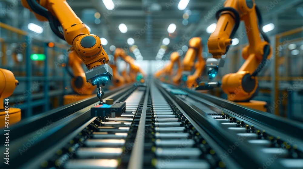 Automated Robotic Assembly Line in a Cutting-Edge Manufacturing Facility Automated Robotic Assembly Line in a Cutting-Edge Manufacturing Facility