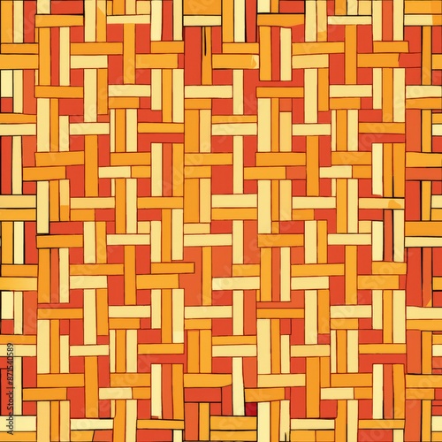 seamless pattern of basketweave with interwoven plaid elements, Generative AI
