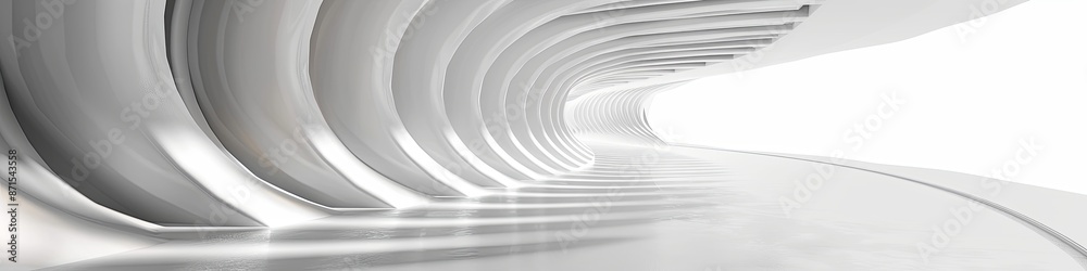 Obraz premium 3d white background of spiral smooth surfaces as an architectural concept, empty space for advertising, photo wallpaper, cover for presentation on the theme of a modern city. 