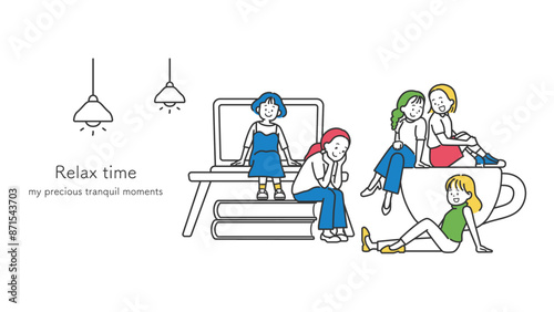 リラックスした女性たちのベクターイラスト
