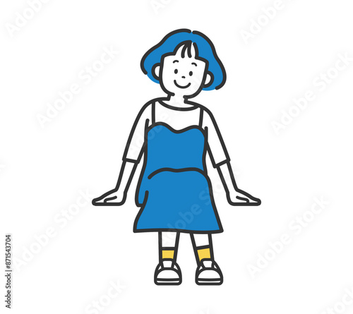 笑顔で座っている女性のイラスト
