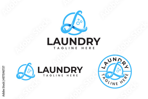 laundry letter L set logo. letter L logo for laundry, clean wash and care business