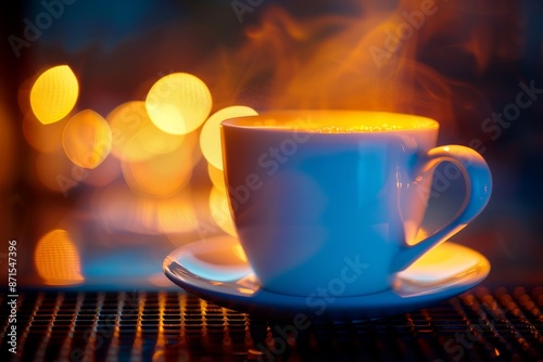 Wallpaper Mural Close up of a steaming coffee cup representing warmth and comfort in a vibrant and detailed design Torontodigital.ca