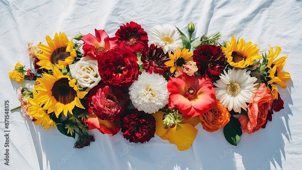 Fototapeta premium Summer flowers on white background