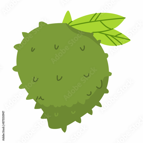 Soursop vector cartoon fruit illustration isolated on a white background.