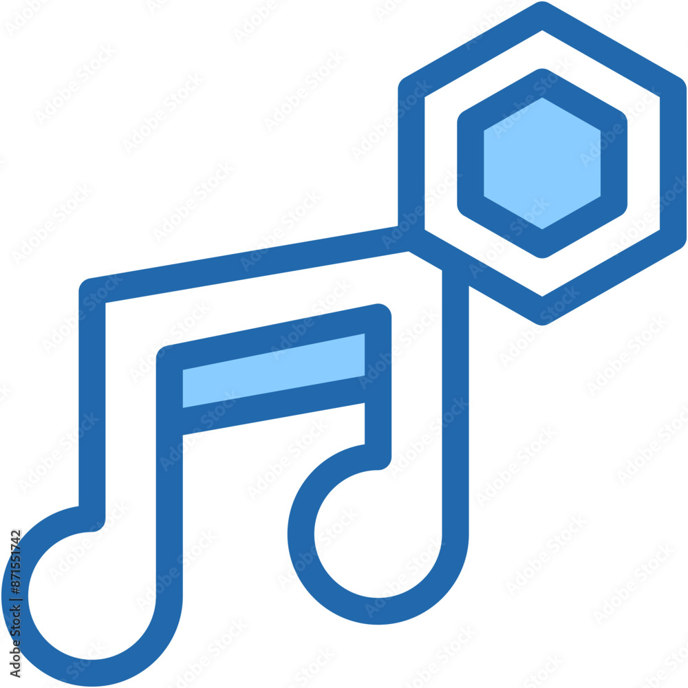 Vector Icon Music, Block chain, NFT Art, Crypto currency, Song, Music