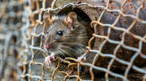 Rodent caught in a mesh trap