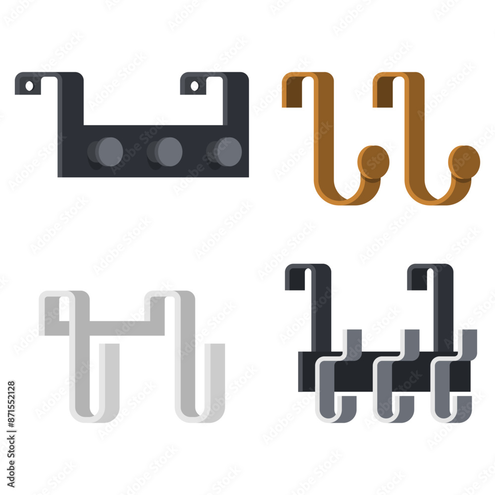 Door hooks vector cartoon set isolated on a white background. Door hooks vector cartoon set isolated on a white background.