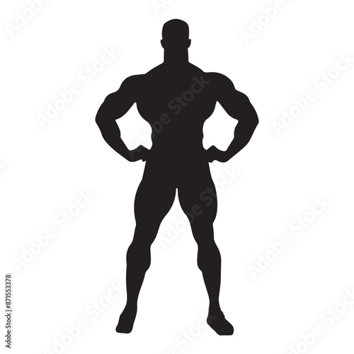 Muscular bodybuilder silhouette white background
