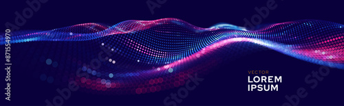 Cyber Big Data Flow Particles Tech Business or Science Background. Medical Research or Tech Innovation Online Webinar Presentation Event. Conference or Forum Vector Illustration Backdrop.