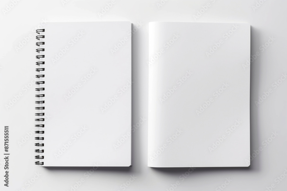 white spiral notebook papers on isolated background, generative AI white spiral notebook papers on isolated background, generative AI