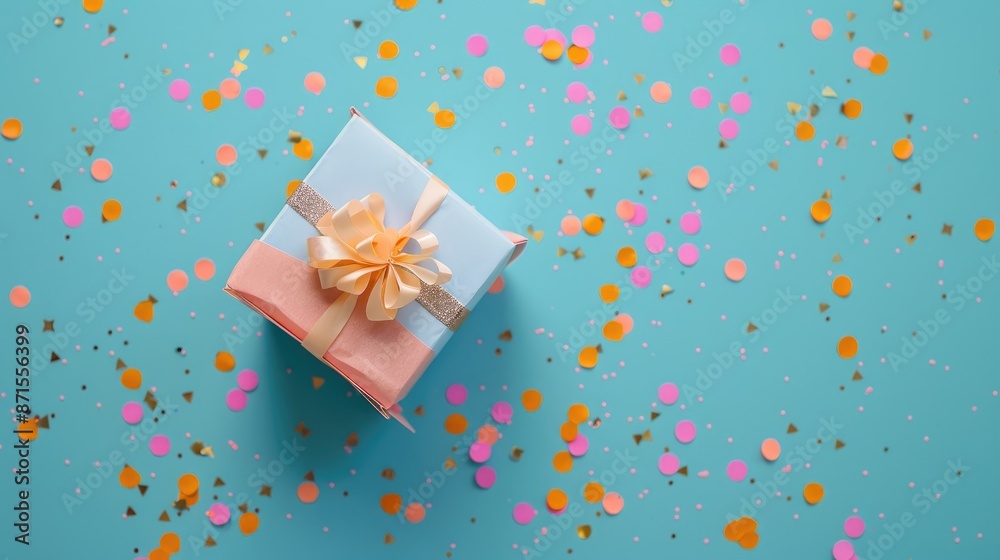 Top perspective of significant day featuring present box concept empty space Top perspective of significant day featuring present box concept empty space