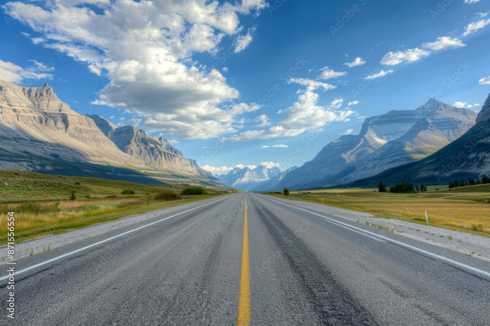 Fototapeta premium Empty Road Leading Through Majestic Mountains