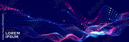 Cyber Big Data Flow Particles Tech Business or Science Background. Medical Research or Tech Innovation Online Webinar Presentation Event. Conference or Forum Vector Illustration Backdrop.