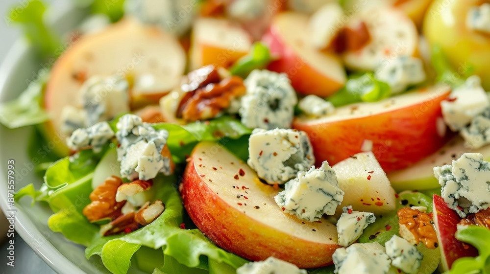 French cuisine. Green salad with blue cheese and apples. French cuisine. Green salad with blue cheese and apples.