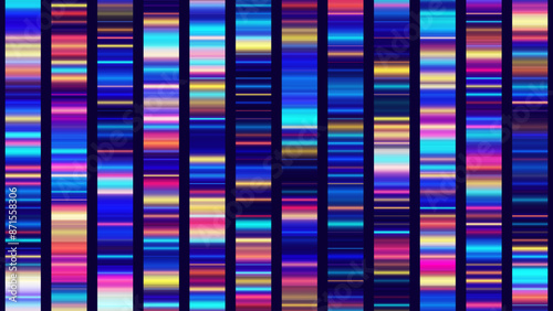 Big Genomic Data Visualization. DNA Test. Genome Sequence Map. Chromosome Architecture, Molecule Sequencing Chart. Genetic Science and Technology Concept. Vector Illustration Background.