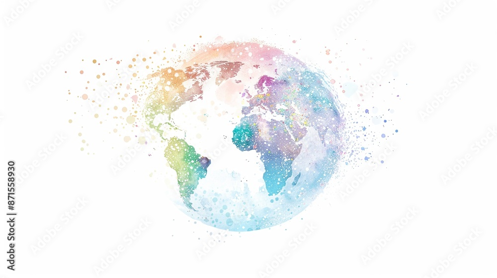 A globe with different parts turning into paint splashes, watercolor, global, artistic A globe with different parts turning into paint splashes, watercolor, global, artistic