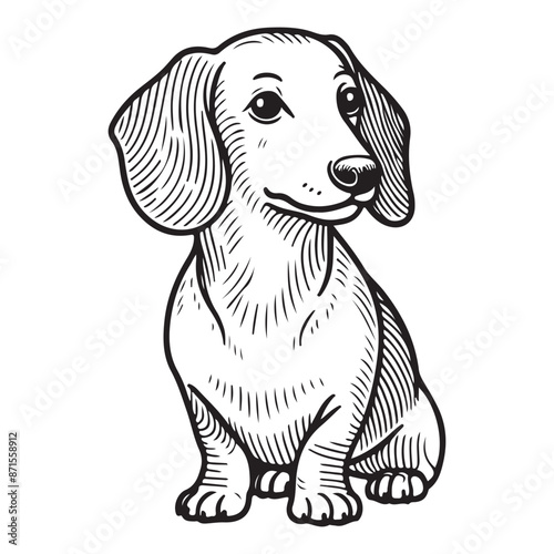 Line art of Dachshund dog cartoon sitting vector