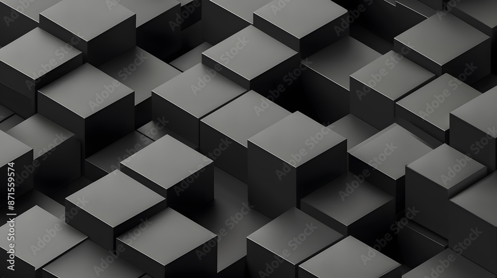Black isometric seamless pattern. Black isometric seamless pattern.