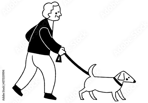 An old man taking his dog for a walk_2