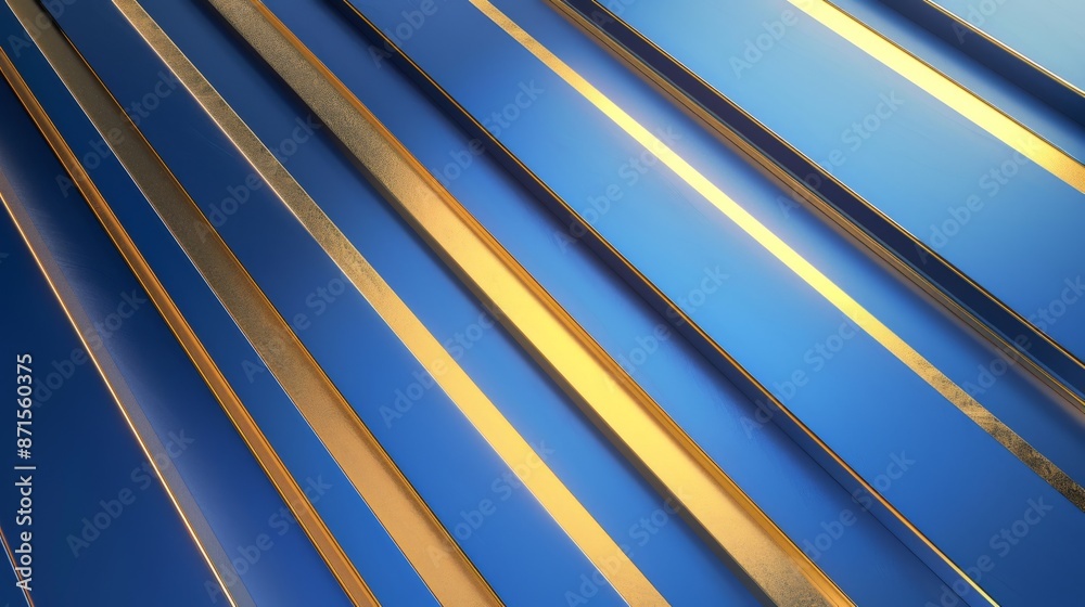 A visually captivating image featuring a pattern of alternating blue and gold metallic stripes reflecting light and creating a dynamic contrast A visually captivating image featuring a pattern of alternating blue and gold metallic stripes reflecting light and creating a dynamic contrast