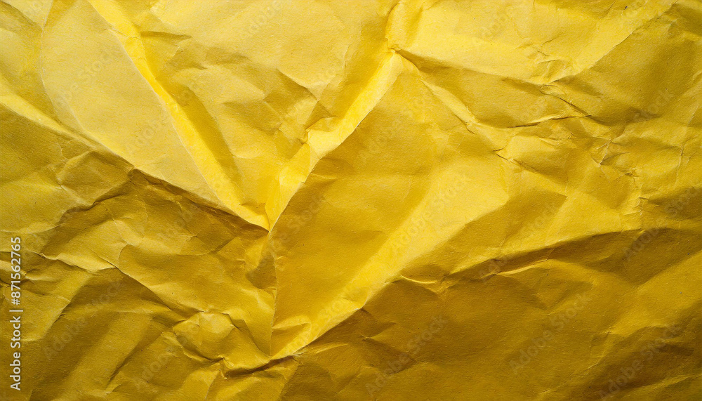 abstract background of yellow crumpled recycled office craft paper sheet, wallpaper presentation banner texture with space for copy, waste recycling, luxury minimalism abstract background of yellow crumpled recycled office craft paper sheet, wallpaper presentation banner texture with space for copy, waste recycling, luxury minimalism